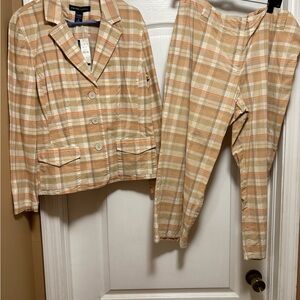 New York & Company Plaid Blazer and Pants Set - Beige and Orange